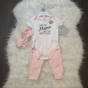 3 pieces set- onesie, pants and bow